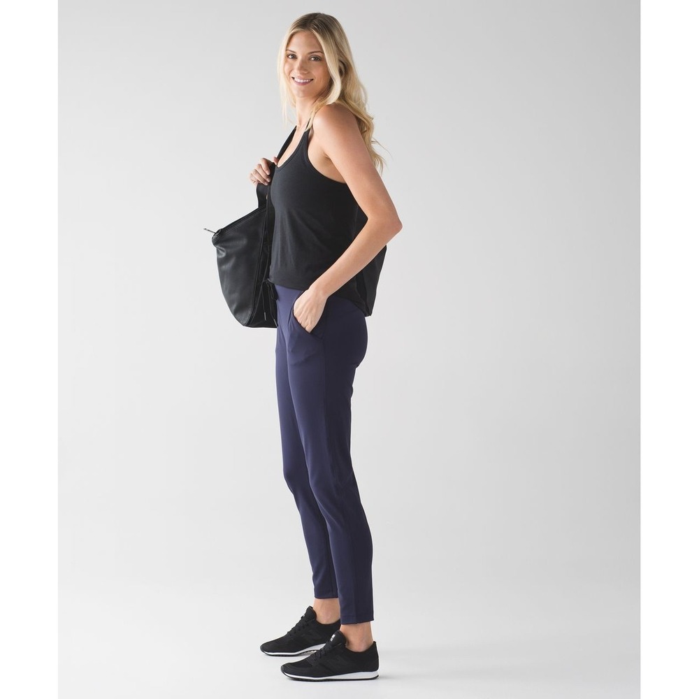 LULULEMON Dropt Pants Luxtreme Mid-Rise Drawstring Indigo Blue Size 12 Pull On‎